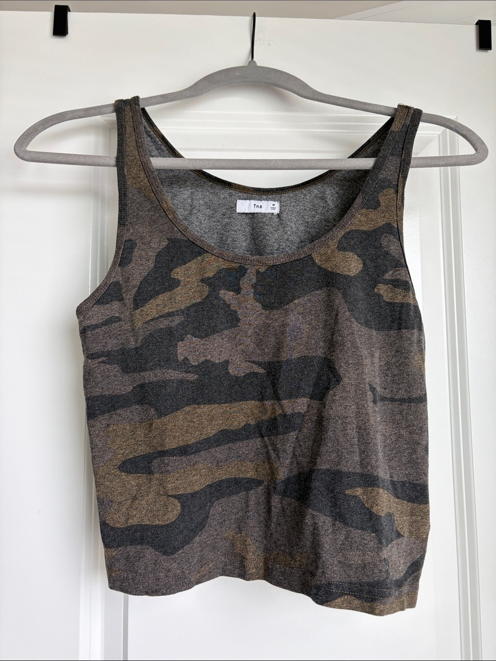 TNA Women's Camo Scoop Tank Top - Olive, Black & Brown